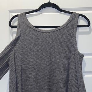 Gray Cold-Shoulder Sweater